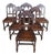 6 Antique Jacobean Spanish Revival Oak Dining Chairs Gothic Arched Back For Sale