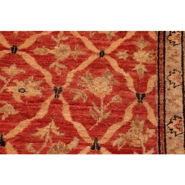 Boho Chic Ziegler Red Black Hand-Knotted Wool Rug - 6'0'' X 8'9'' For Sale In New York - Image 6 of 8