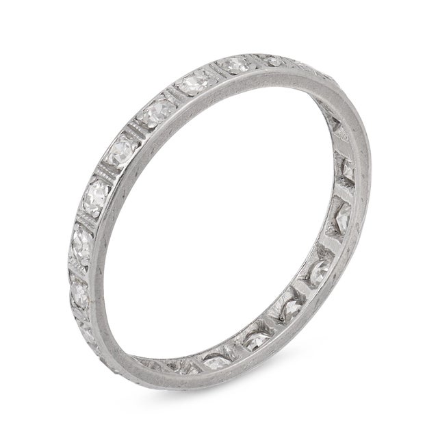 Art Deco 1920s Art Deco Diamond Platinum Eternity Band, Size 5.5 For Sale - Image 3 of 5
