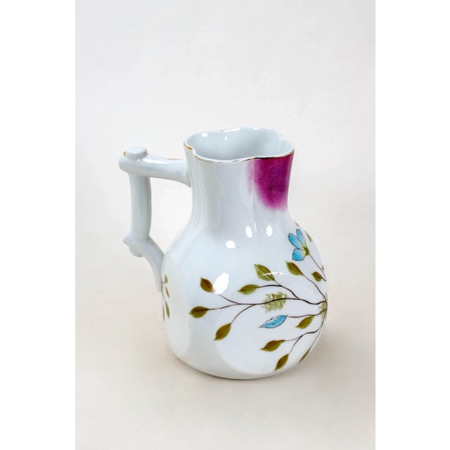 Vintage Purple Necked Porcelain Pitcher For Sale - Image 4 of 5