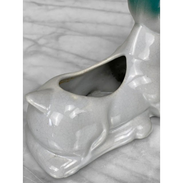 Light Gray Mid-Century Art Deco Porcelain Ram Figural Planter For Sale - Image 8 of 10