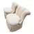 Custom Scallop Backed, Skirted Slipper Chairs in Cloud Dancer Damask, a Pair For Sale