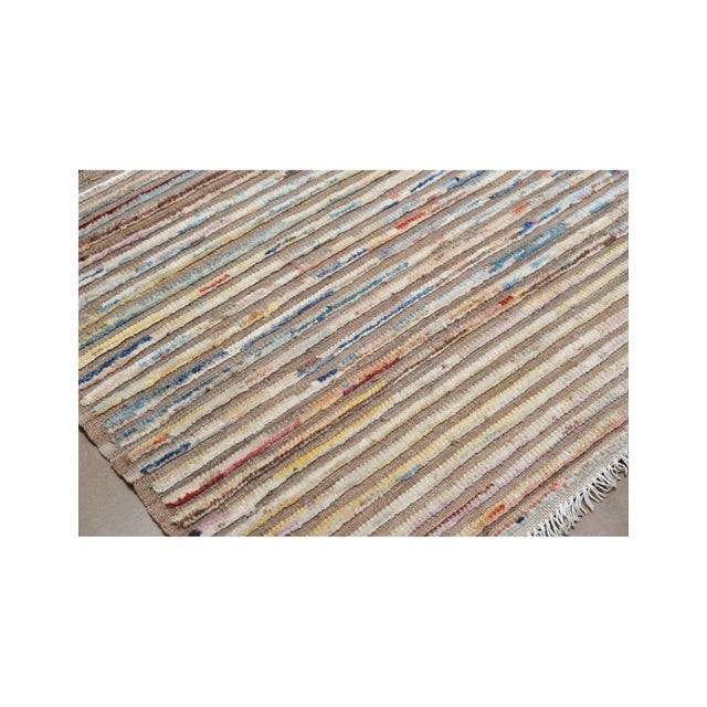 Blue Modern Multicolor Hand Knotted Wool Rug For Sale - Image 8 of 9