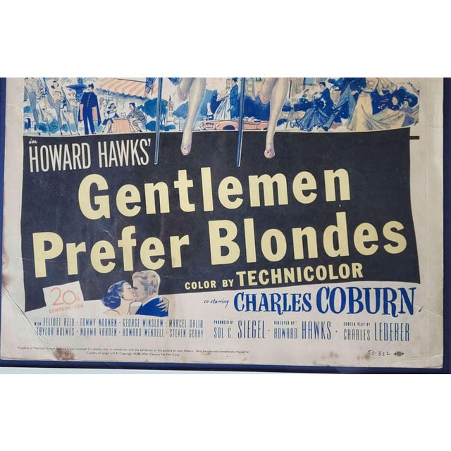 Marilyn Monroe Gentlemen Prefer Blondes Movie Theater Window Card For Sale In Philadelphia - Image 6 of 10