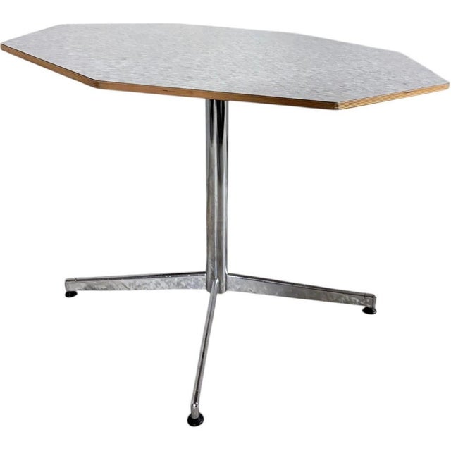 Metal Mid-Century Octagonal Formica Dining Table with Chrome Base, 1960s For Sale - Image 7 of 9