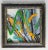 Mid-Century Modern Small Vintage Abstract Green Yellow & Gray Painting For Sale - Image 3 of 3