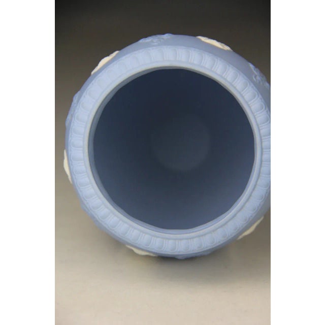 Ceramic Vintage Wedgwood Acanthus and Bullrush Blue Jasperware Vase For Sale - Image 7 of 11