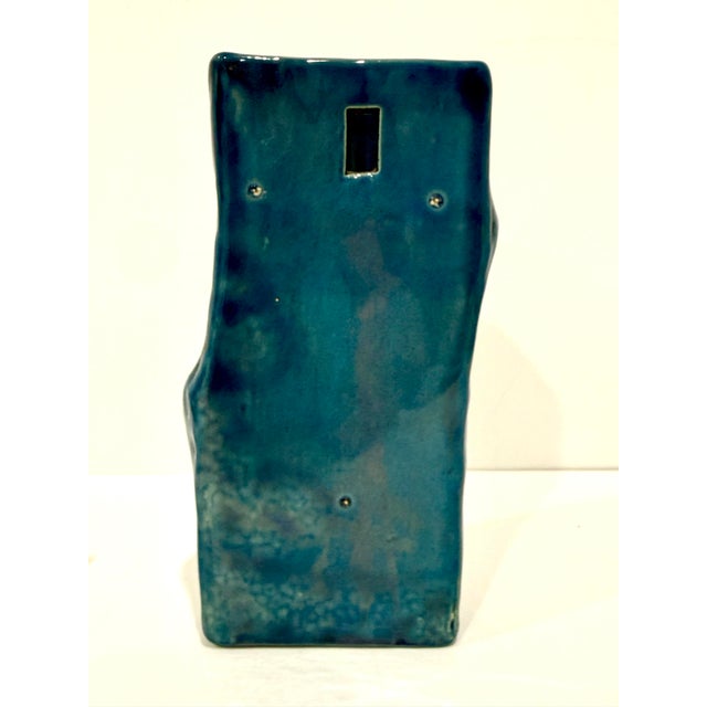 Japanese Majolica Wall Pocket Vase Dogwood Flowers White Plum Tree Bark For Sale - Image 4 of 9