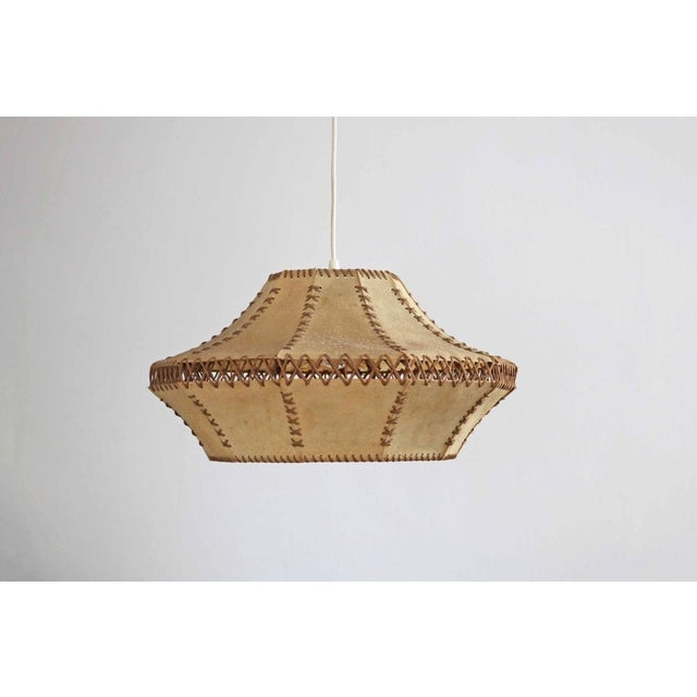 Mid-Century Parchment Leather Pendant Lamp, 1960s For Sale - Image 9 of 9