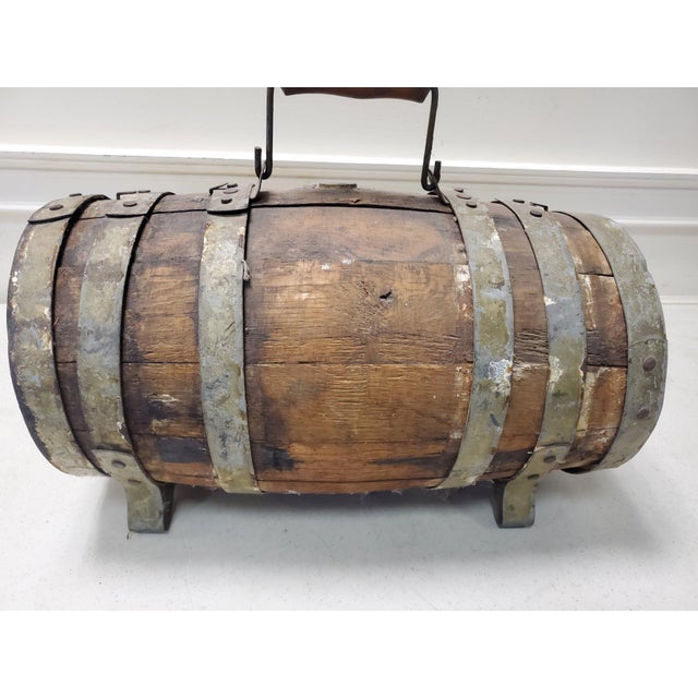 Antique 19th Century Naval Merchantman Grog Barrel With Iron Bale Handle For Sale - Image 9 of 10