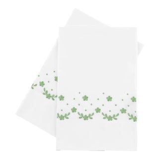 Meadow King Pillowcases in Green - a Pair For Sale