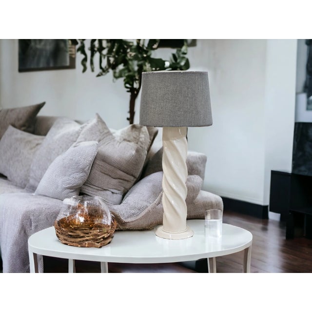 1970s Postmodern Ceramic Twist Lamps Michael Taylor Style - A Pair For Sale - Image 5 of 6