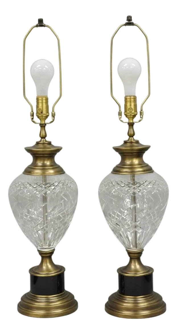 Late 20th Century French Empire Cut Crystal Glass Urn & Brushed