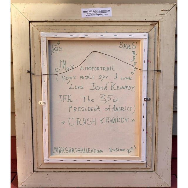 This rare and expressive painting by Serg Graff, titled “Crash Kennedy,” is a bold original work in acrylic and oil on...