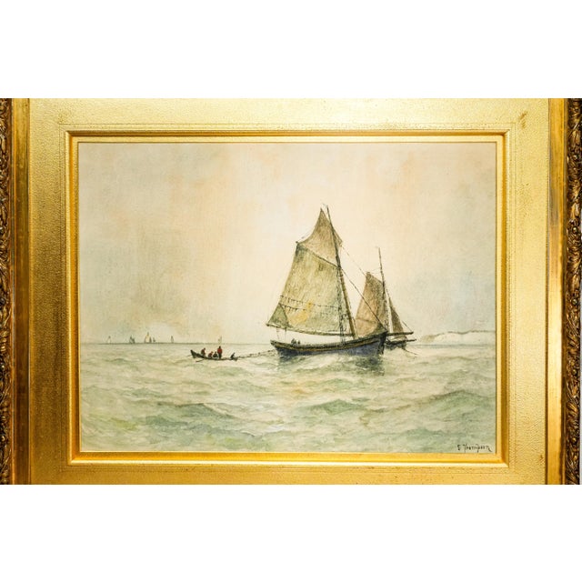 A wonderful piece of late 19th-century maritime art, this circa 1880 Victorian watercolor painting captures the working...