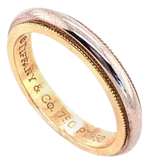 Platinum Gold Tiffany & Co. Band or Wedding Ring, Size 5.5.