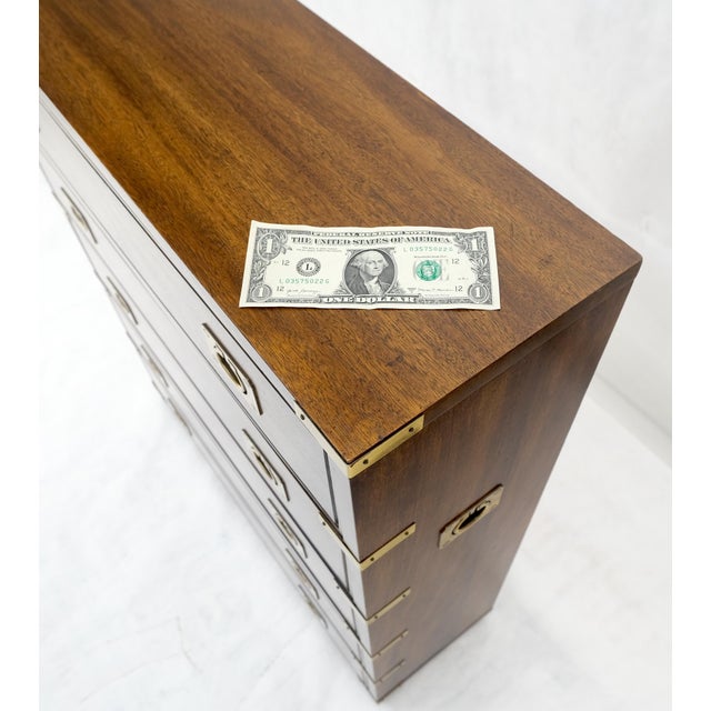 Campaign Thomasville Fine Shallow Low Profile 5 Drawer 34" High Chest Dresser Console For Sale - Image 3 of 17