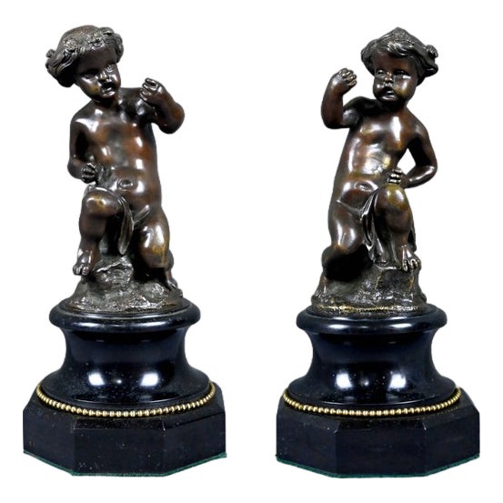 19th Century Bronze Nude Putti, Set of 2 For Sale