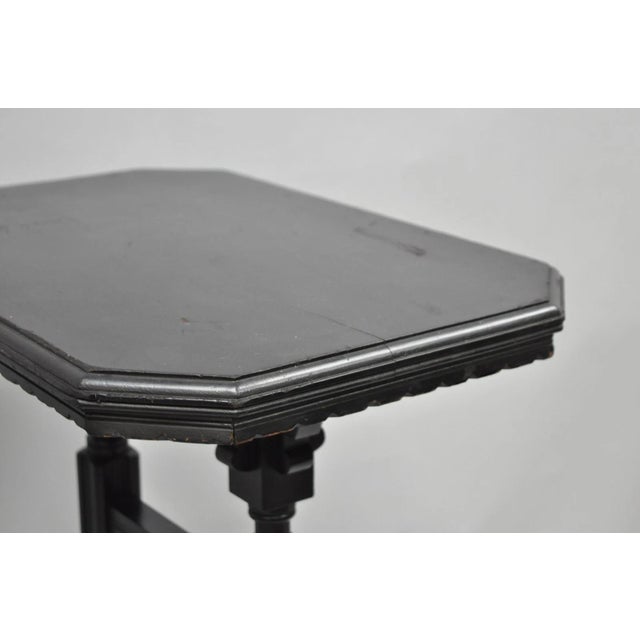 Antique Victorian Aesthetic Movement Black Ebonized 34" Plant Stand Side Table For Sale - Image 13 of 18