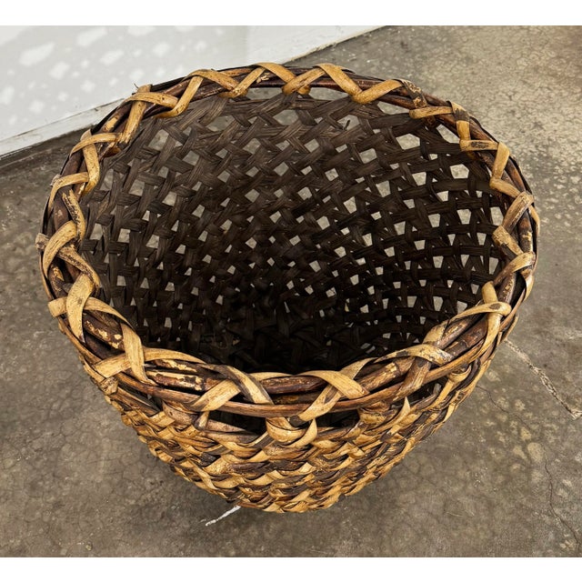 Late 20th Century Vintage Extra Large Woven Rattan Basket For Sale - Image 5 of 6
