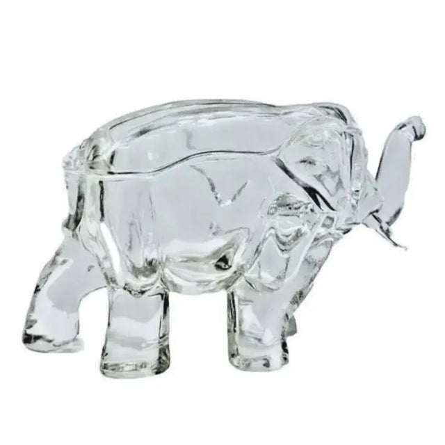 Vintage 1930s Co-Operative Flint Glass Co. Clear Elephant Figural Covered Box For Sale - Image 6 of 9
