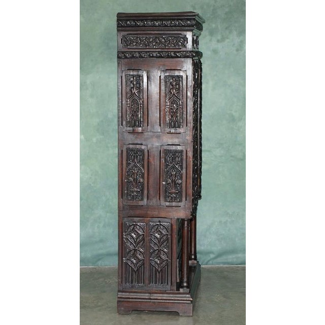 19th Century French Gothic Revival Carved Oak Cabinet For Sale - Image 12 of 18