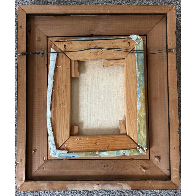 Royal Blue Vintage Mid Century Abstract Oil Painting ~ Portrait of a Girl by Marge Mills For Sale - Image 8 of 8