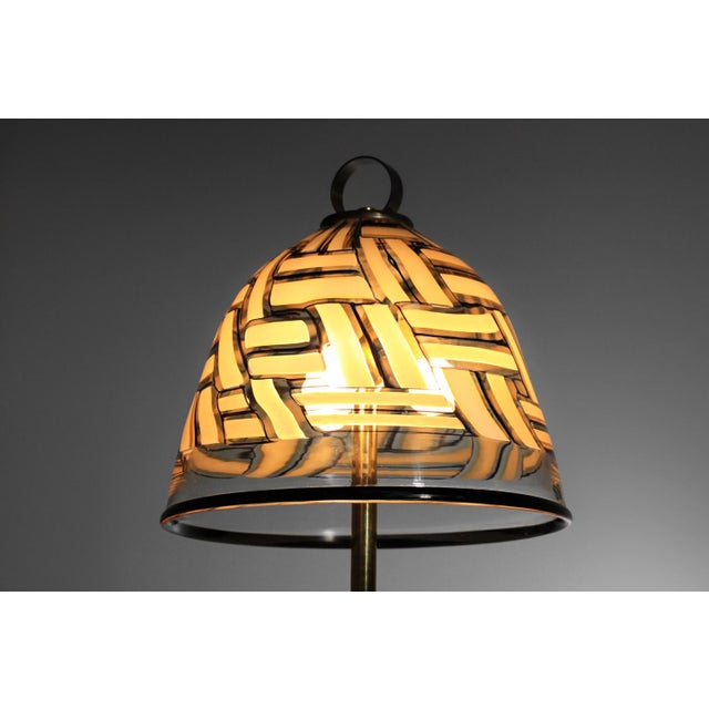 1970s Large Italian Barovier and Toso Table Lamp in Glass and Brass For Sale - Image 9 of 9