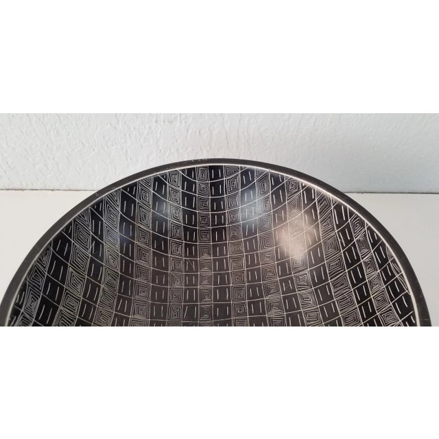 Native American 1970s Native American Style Hand Painted Geometric Pattern Decorative Bowl For Sale - Image 3 of 10