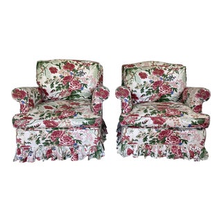 Colefax & Fowler Vintage Upholstered Chairs- a Pair For Sale