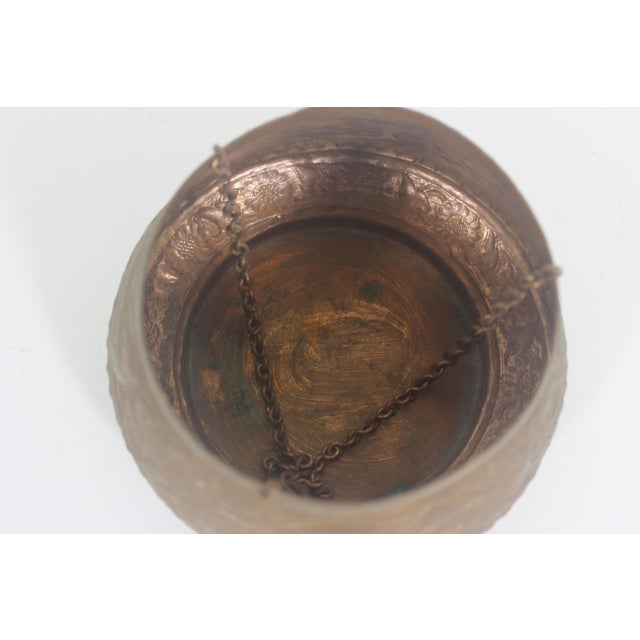Metal Early 20th Century Chased Copper Hanging Planter Bowl With Repoussé For Sale - Image 7 of 10