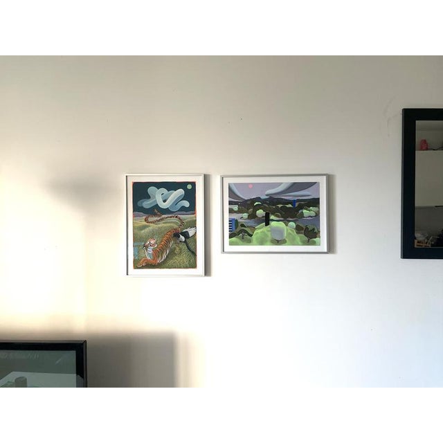 Nico Pearleyes, Nature Fluorescente, Acrylic Painting on Paper, 2024, Framed For Sale - Image 9 of 11