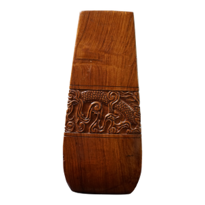 Hand-Carved Asian Hardwood Dragon Vessel