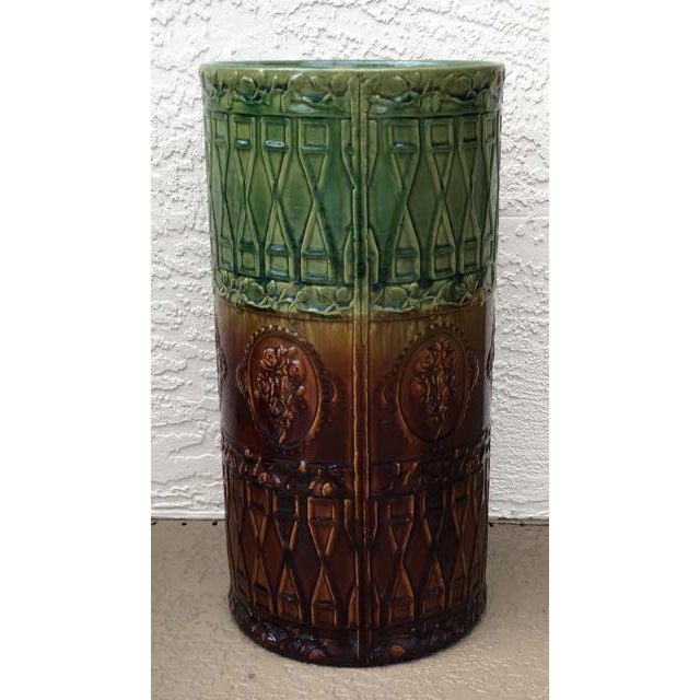 Antique Majolica Art Pottery Umbrella Stand Chairish