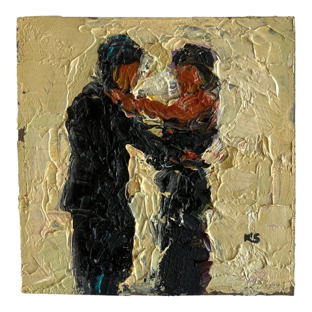 Vintage Oil Painting of a Couple Dancing For Sale