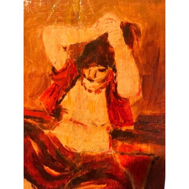 Modern Giulio da Milano, Red Odalisque, 1947, Oil Painting For Sale - Image 3 of 5