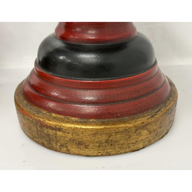 1960s Red Black & Gilt Ceramic Table Lamps, American Modern - a Pair For Sale - Image 15 of 18