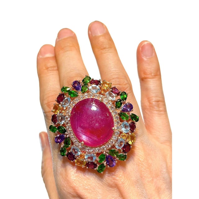 Cluster Multi Color Fancy Gems from Sri Lanka Ruby - 12 Carat Amethyst - 3 Carat Peridot - 2 Carat Blue Topaz - 2 Carat...