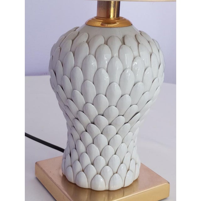Ceramic Brass and Porcelain Table Lamp by Tommaso Barbi, 1980s For Sale - Image 7 of 17