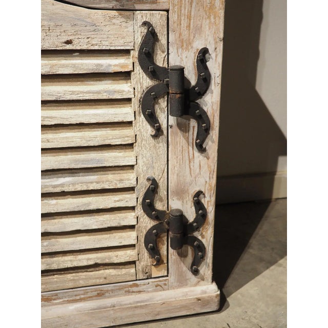 Early 21st Century Painted French Buffet Deux Corps With Antique Shutter Doors For Sale - Image 5 of 13