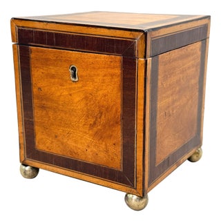 18th Century George III Satinwood Square Tea Caddy, 1790 For Sale