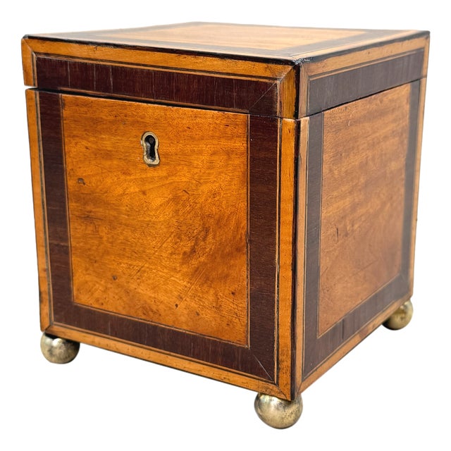 18th Century George III Satinwood Square Tea Caddy, 1790 For Sale