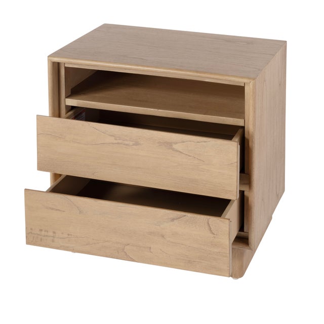 2020s Halmstad 24 in. W Wood Panel 2 Drawer Nightstand with Soft-Closing Drawers, Blonde Oak For Sale - Image 5 of 11