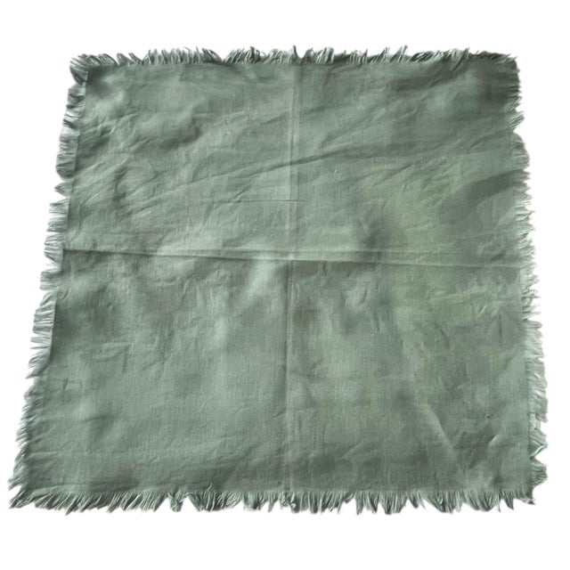 Vintage Set of 7 Dinner Linen Napkins Neutral Colors Fringed Farmhouse Boho Easter Earth Tones For Sale - Image 4 of 12