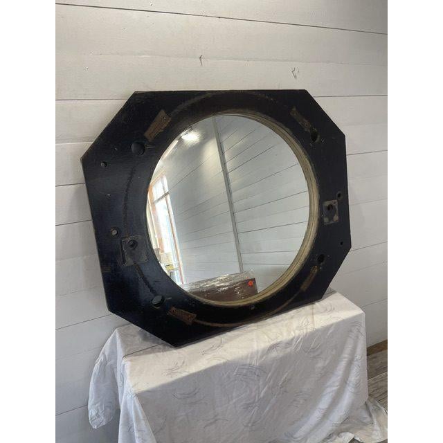 Metal Vintage Industrial Wooden Mirror in Negative Molds, 1950s For Sale - Image 7 of 10