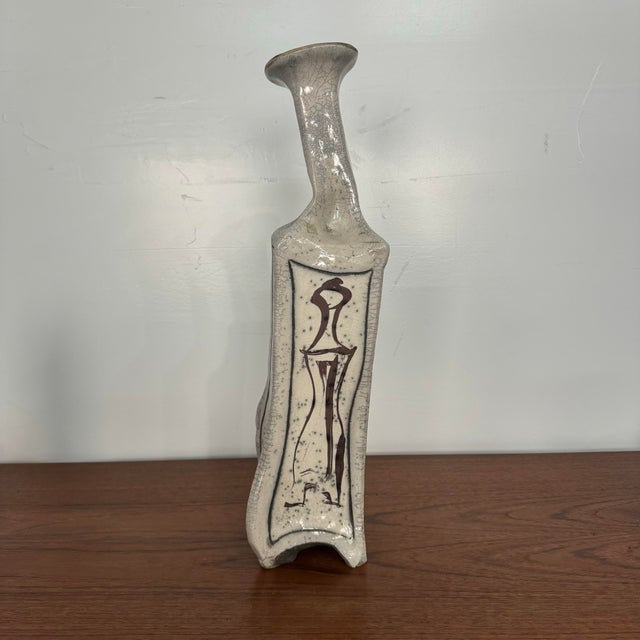 Abstract Tall Organic Shaped Ceramic Vase “Why Won’t She Go Away?” For Sale - Image 3 of 11