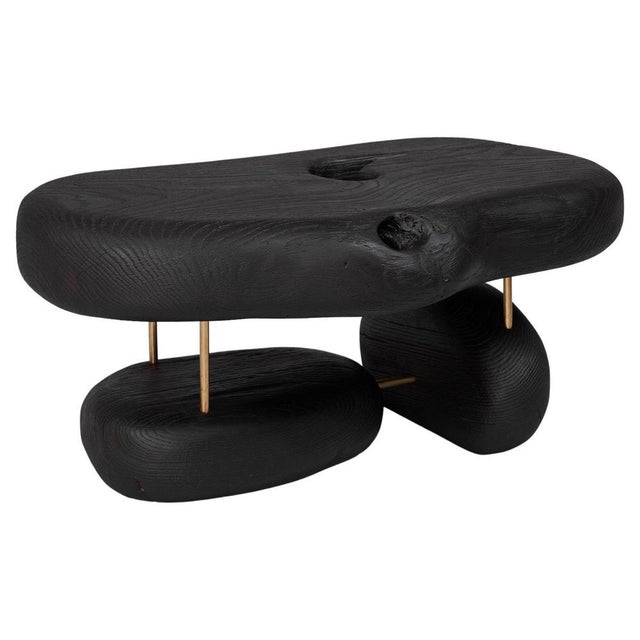 Burnt Oak with Brass Side Table by Logniture For Sale - Image 14 of 14