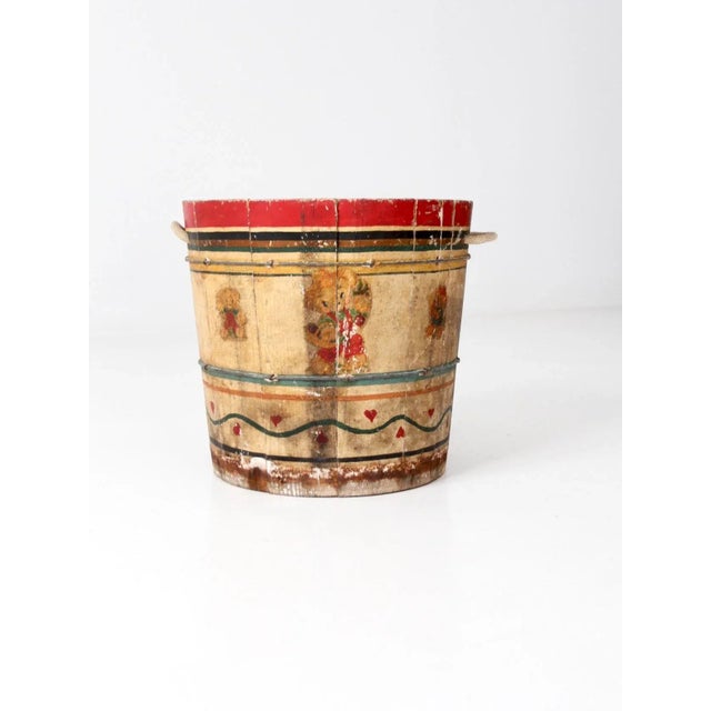 Antique Painted Wood Bucket For Sale - Image 6 of 12