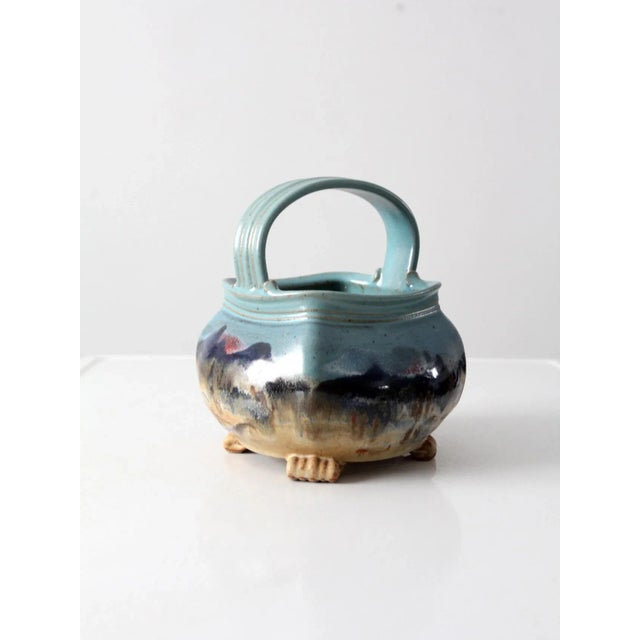 Carl Sheehan Fire Hole Pottery Ceramic Basket Ca 1999 For Sale - Image 4 of 13