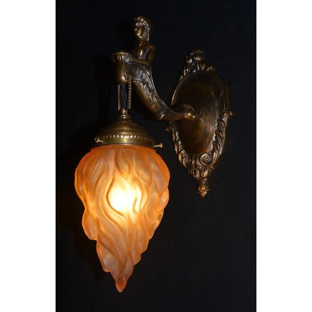 French Empire Bronze Siren Sea Nymph Figural Wall Light Sconce, 1930s For Sale - Image 6 of 18